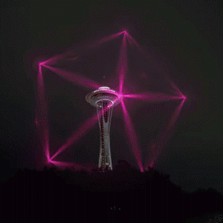 AR灯光秀丨太空针塔 虚拟天空映射